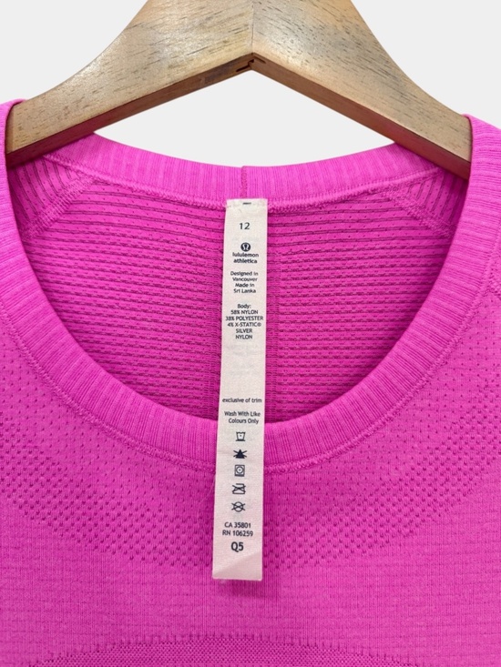 LULULEMON Swiftly Tech Stripe Pow Pink / Sakura Pink Top, Athletic Tank, Sz 12 - Picture 14 of 16